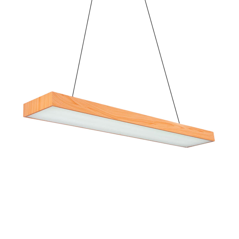 Minimal Rectangular Pendant Lamp Wooden Led 4"/8"/12" Wide Office Hanging Ceiling Lamp in Beige, A/B Clearhalo 'Ceiling Lights' 'Modern Pendants' 'Modern' 'Pendant Lights' 'Pendants' Lighting' 181531