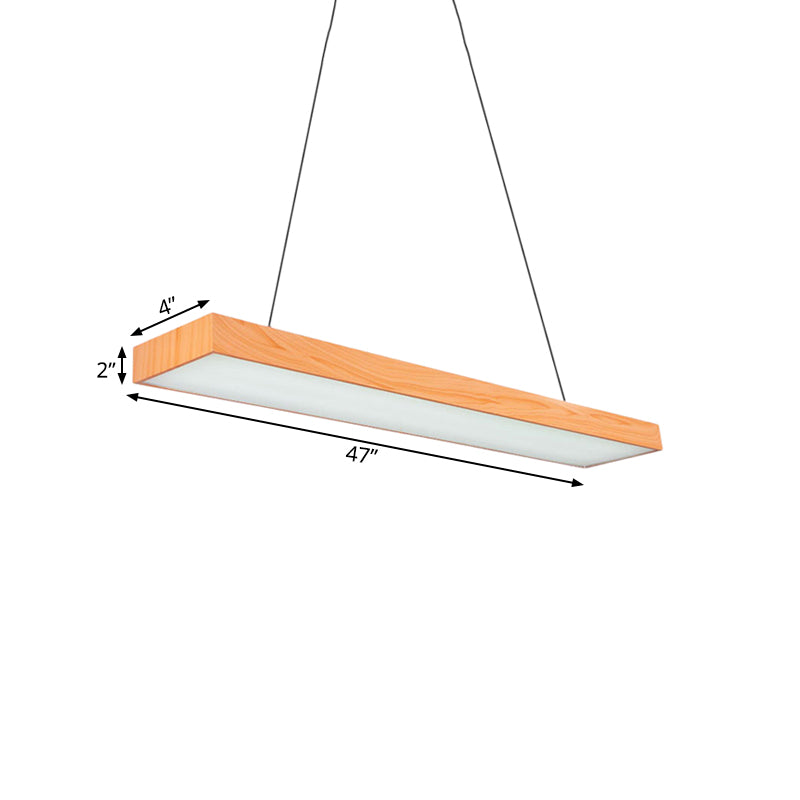 Minimal Rectangular Pendant Lamp Wooden Led 4"/8"/12" Wide Office Hanging Ceiling Lamp in Beige, A/B Clearhalo 'Ceiling Lights' 'Modern Pendants' 'Modern' 'Pendant Lights' 'Pendants' Lighting' 181532