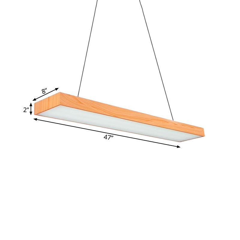 Minimal Rectangular Pendant Lamp Wooden Led 4"/8"/12" Wide Office Hanging Ceiling Lamp in Beige, A/B Clearhalo 'Ceiling Lights' 'Modern Pendants' 'Modern' 'Pendant Lights' 'Pendants' Lighting' 181533