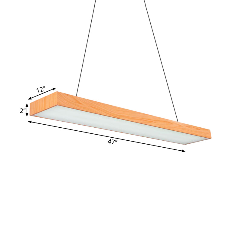 Minimal Rectangular Pendant Lamp Wooden Led 4"/8"/12" Wide Office Hanging Ceiling Lamp in Beige, A/B Clearhalo 'Ceiling Lights' 'Modern Pendants' 'Modern' 'Pendant Lights' 'Pendants' Lighting' 181534