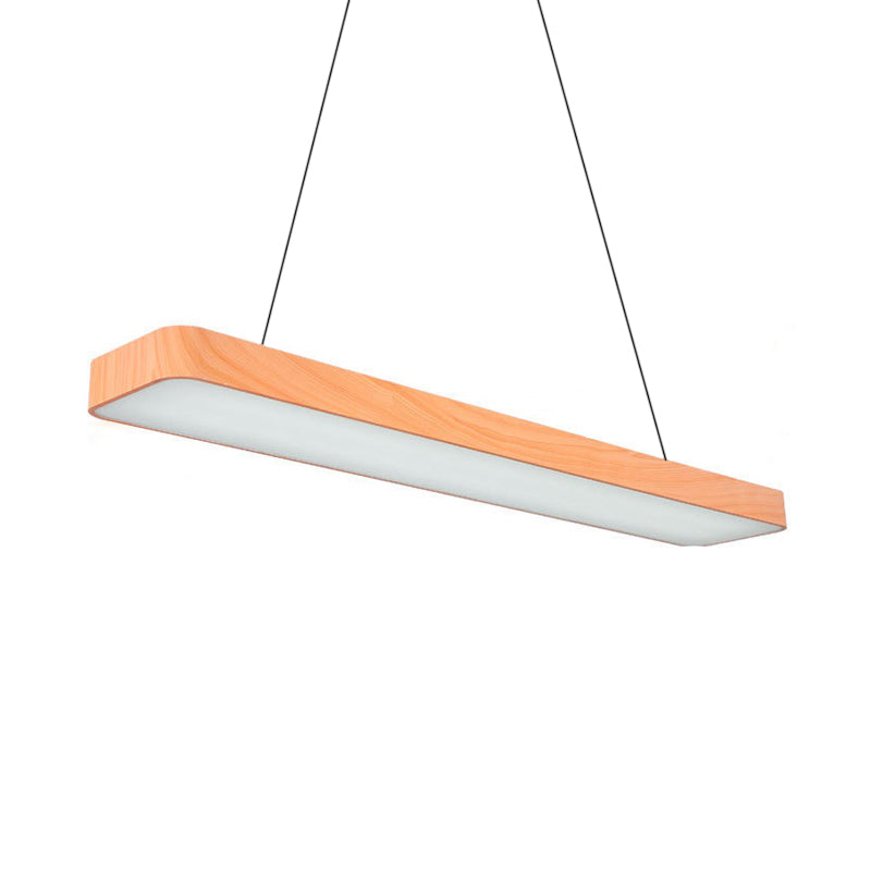 Minimal Rectangular Pendant Lamp Wooden Led 4"/8"/12" Wide Office Hanging Ceiling Lamp in Beige, A/B Clearhalo 'Ceiling Lights' 'Modern Pendants' 'Modern' 'Pendant Lights' 'Pendants' Lighting' 181536