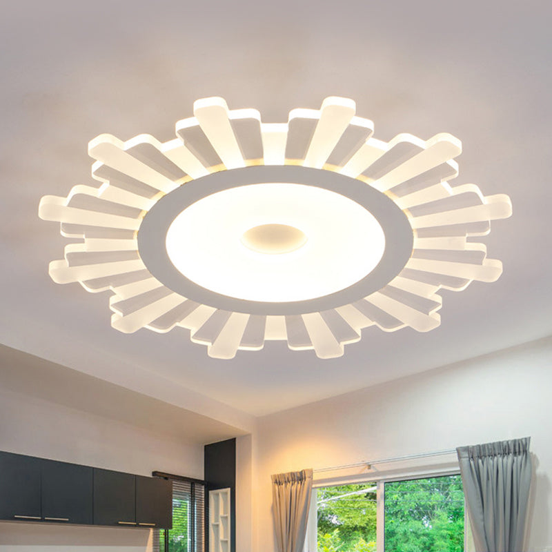 Office Shop Sun Shape Ceiling Mount Light Acrylic Modern White Flush Light White Warm 20.5" Clearhalo 'Ceiling Lights' 'Close To Ceiling Lights' 'Close to ceiling' 'Flush mount' Lighting' 181561