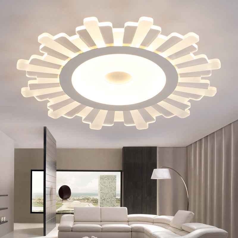 Office Shop Sun Shape Ceiling Mount Light Acrylic Modern White Flush Light White Warm 16.5" Clearhalo 'Ceiling Lights' 'Close To Ceiling Lights' 'Close to ceiling' 'Flush mount' Lighting' 181562