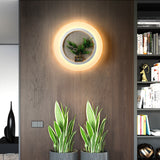 Acrylic Ring Wall Lamp with Plant Deco Contemporary Wall Light in White for Study Room Clearhalo 'Wall Lamps & Sconces' 'Wall Lights' Lighting' 181576