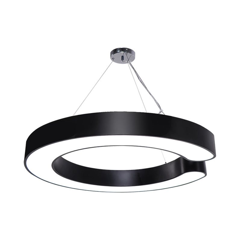 19.5"/23.5"/31.5" Wide C Shape Hanging Lighting Minimalist Metal Led White/Black Ceiling Pendant Lamp in White/Warm/Natural Light Clearhalo 'Ceiling Lights' 'Modern Pendants' 'Modern' 'Pendant Lights' 'Pendants' Lighting' 181708