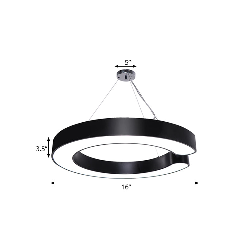 19.5"/23.5"/31.5" Wide C Shape Hanging Lighting Minimalist Metal Led White/Black Ceiling Pendant Lamp in White/Warm/Natural Light Clearhalo 'Ceiling Lights' 'Modern Pendants' 'Modern' 'Pendant Lights' 'Pendants' Lighting' 181709