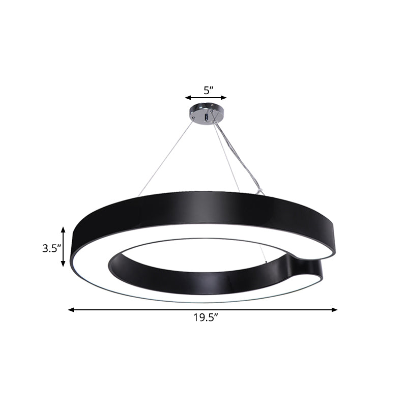 19.5"/23.5"/31.5" Wide C Shape Hanging Lighting Minimalist Metal Led White/Black Ceiling Pendant Lamp in White/Warm/Natural Light Clearhalo 'Ceiling Lights' 'Modern Pendants' 'Modern' 'Pendant Lights' 'Pendants' Lighting' 181710