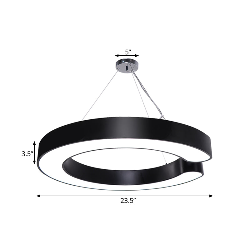 19.5"/23.5"/31.5" Wide C Shape Hanging Lighting Minimalist Metal Led White/Black Ceiling Pendant Lamp in White/Warm/Natural Light Clearhalo 'Ceiling Lights' 'Modern Pendants' 'Modern' 'Pendant Lights' 'Pendants' Lighting' 181711