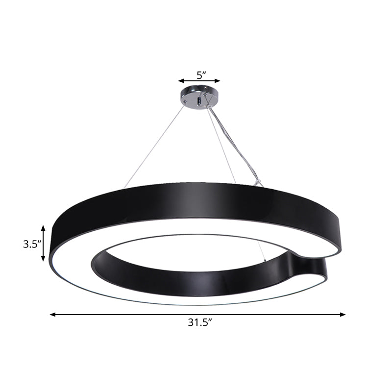 19.5"/23.5"/31.5" Wide C Shape Hanging Lighting Minimalist Metal Led White/Black Ceiling Pendant Lamp in White/Warm/Natural Light Clearhalo 'Ceiling Lights' 'Modern Pendants' 'Modern' 'Pendant Lights' 'Pendants' Lighting' 181712