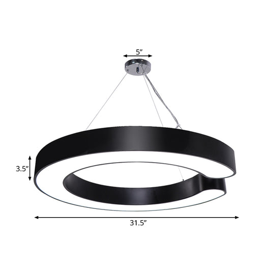 19.5"/23.5"/31.5" Wide C Shape Hanging Lighting Minimalist Metal Led White/Black Ceiling Pendant Lamp in White/Warm/Natural Light Clearhalo 'Ceiling Lights' 'Modern Pendants' 'Modern' 'Pendant Lights' 'Pendants' Lighting' 181712