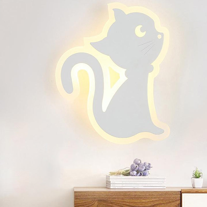 Lovely Animal Slim Wall Sconce Acrylic White LED Wall Light for Nursing Room Kindergarten White A Clearhalo 'Wall Lamps & Sconces' 'Wall Lights' Lighting' 181738