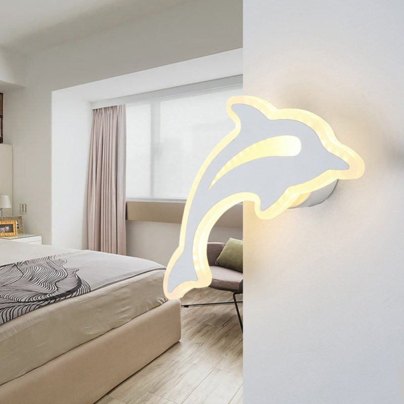 Lovely Animal Slim Wall Sconce Acrylic White LED Wall Light for Nursing Room Kindergarten Clearhalo 'Wall Lamps & Sconces' 'Wall Lights' Lighting' 181742