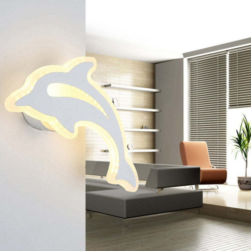 Lovely Animal Slim Wall Sconce Acrylic White LED Wall Light for Nursing Room Kindergarten White B Clearhalo 'Wall Lamps & Sconces' 'Wall Lights' Lighting' 181743