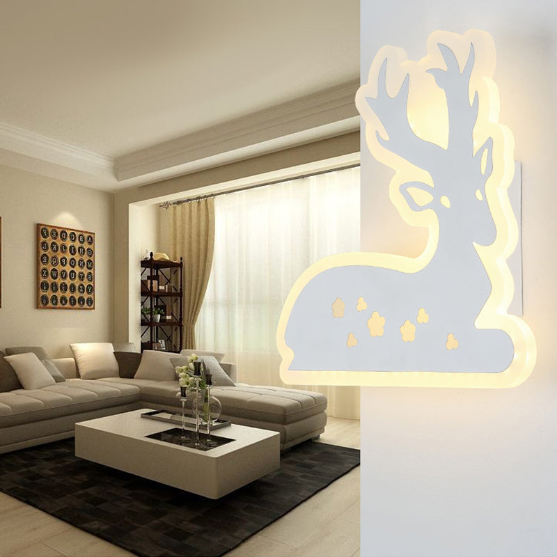 Contemporary Animal Wall Light Acrylic LED Wall Lamp in White for Kid Bedroom Hallway White Deer Clearhalo 'Wall Lamps & Sconces' 'Wall Lights' Lighting' 181752