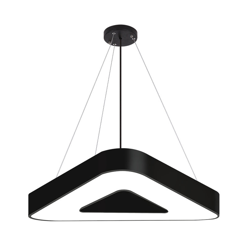 18"/23.5"/31.5" Wide Triangle Pendant Lamp Metal Led White/Black Hanging Ceiling Light for Office in White Light Clearhalo 'Ceiling Lights' 'Modern Pendants' 'Modern' 'Pendant Lights' 'Pendants' Lighting' 181804