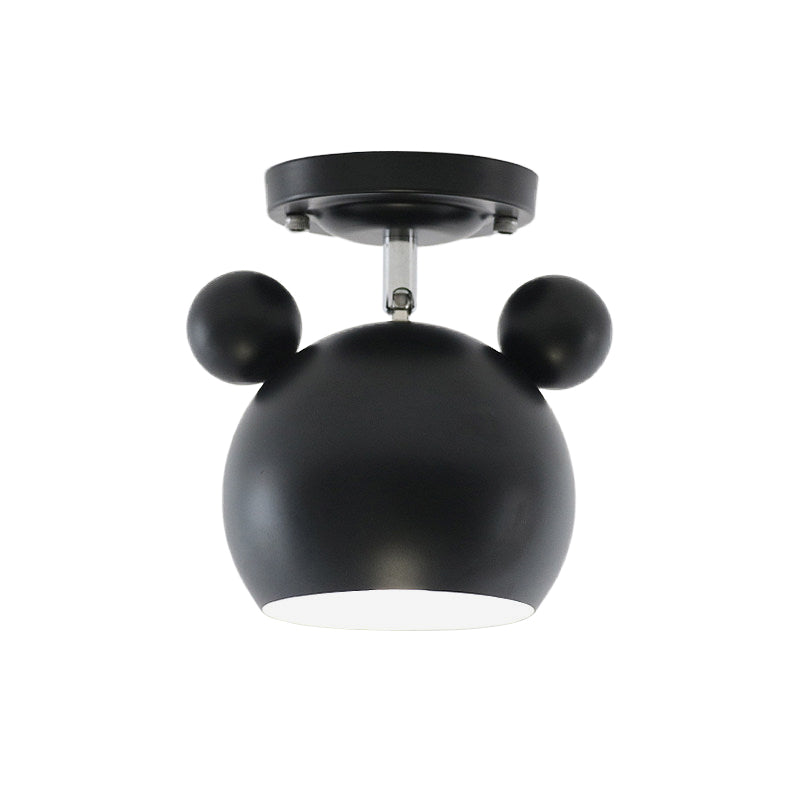 Rotatable Bear Head Flush Mount Light 1 Light Macaron Loft Metal Ceiling Lamp for Balcony Clearhalo 'Ceiling Lights' 'Close To Ceiling Lights' 'Close to ceiling' 'Semi-flushmount' Lighting' 181833