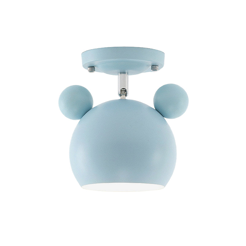 Rotatable Bear Head Flush Mount Light 1 Light Macaron Loft Metal Ceiling Lamp for Balcony Clearhalo 'Ceiling Lights' 'Close To Ceiling Lights' 'Close to ceiling' 'Semi-flushmount' Lighting' 181835