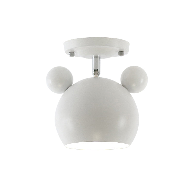 Rotatable Bear Head Flush Mount Light 1 Light Macaron Loft Metal Ceiling Lamp for Balcony Clearhalo 'Ceiling Lights' 'Close To Ceiling Lights' 'Close to ceiling' 'Semi-flushmount' Lighting' 181838