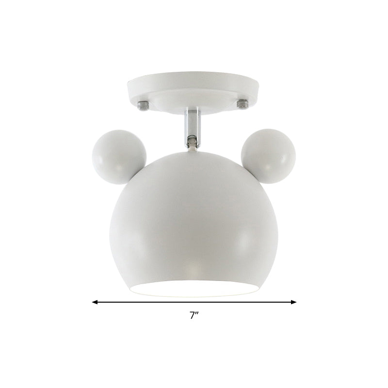 Rotatable Bear Head Flush Mount Light 1 Light Macaron Loft Metal Ceiling Lamp for Balcony Clearhalo 'Ceiling Lights' 'Close To Ceiling Lights' 'Close to ceiling' 'Semi-flushmount' Lighting' 181839