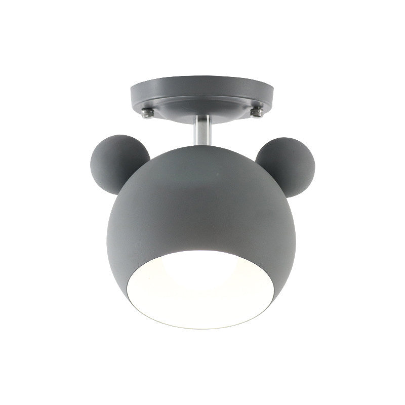 Rotatable Bear Head Flush Mount Light 1 Light Macaron Loft Metal Ceiling Lamp for Balcony Clearhalo 'Ceiling Lights' 'Close To Ceiling Lights' 'Close to ceiling' 'Semi-flushmount' Lighting' 181841