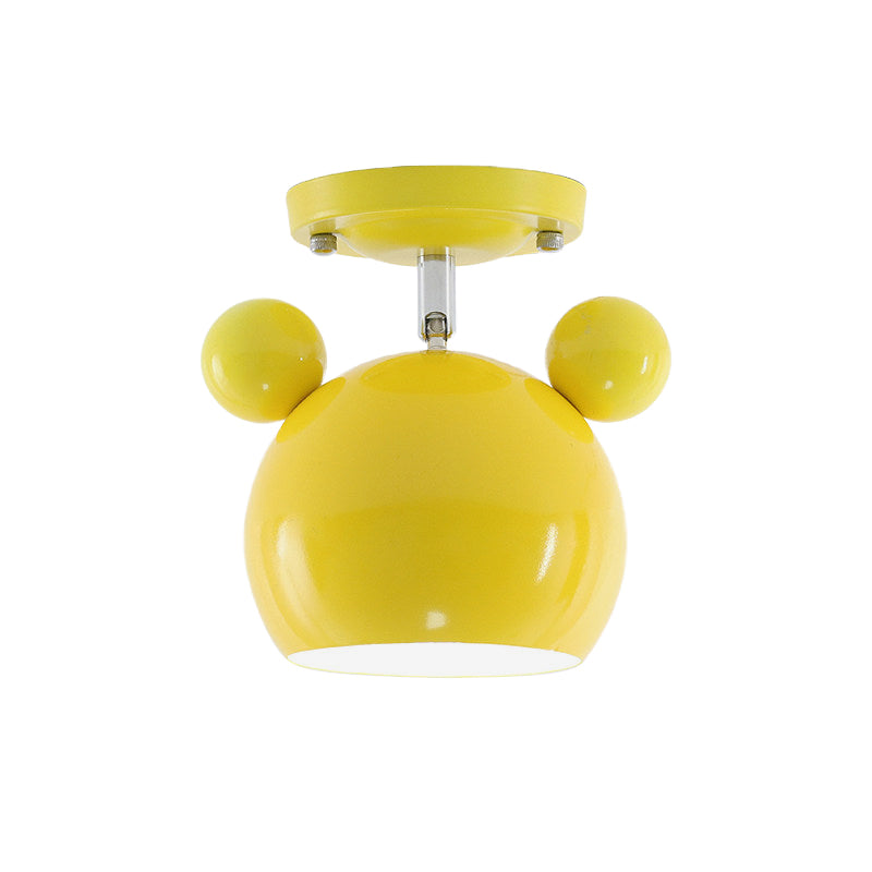 Rotatable Bear Head Flush Mount Light 1 Light Macaron Loft Metal Ceiling Lamp for Balcony Clearhalo 'Ceiling Lights' 'Close To Ceiling Lights' 'Close to ceiling' 'Semi-flushmount' Lighting' 181844