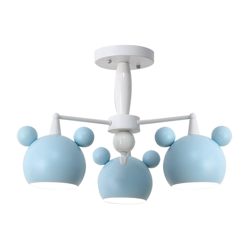 Macaron Stylish Suspension Light Bear Shade Metal Hanging Light for Living Room Clearhalo 'Ceiling Lights' 'Chandeliers' Lighting' options 181910