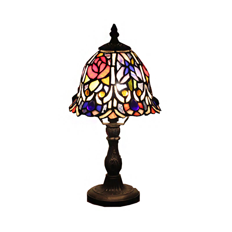 1 Light Bell Table Lamp Retro Style Stained Glass Decorative Accent Table Lamp for Bedside Clearhalo 'Lamps' 'Table Lamps' Lighting' 181944