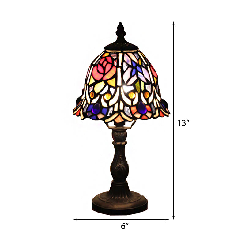 1 Light Bell Table Lamp Retro Style Stained Glass Decorative Accent Table Lamp for Bedside Clearhalo 'Lamps' 'Table Lamps' Lighting' 181945