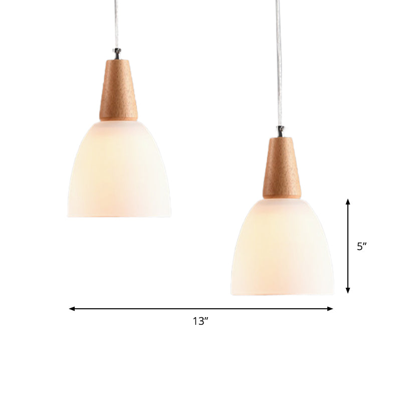 Bowl Drop Pendant Nordic Matte White Glass 1/2/3-Head Beige Hanging Lamp Kit for Dining Room Clearhalo 'Ceiling Lights' 'Pendant Lights' 'Pendants' Lighting' 181971