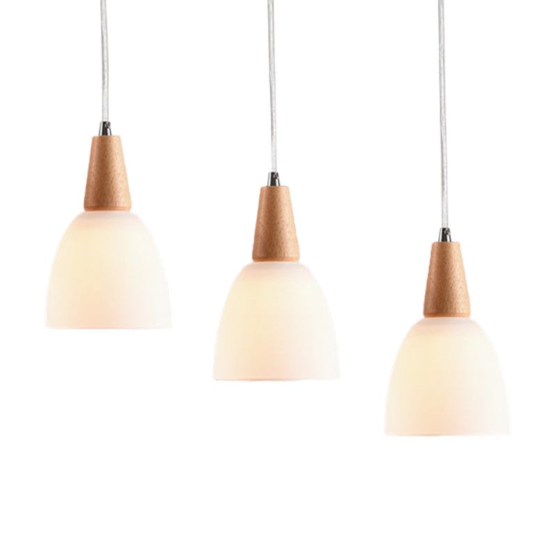 Bowl Drop Pendant Nordic Matte White Glass 1/2/3-Head Beige Hanging Lamp Kit for Dining Room Clearhalo 'Ceiling Lights' 'Pendant Lights' 'Pendants' Lighting' 181974