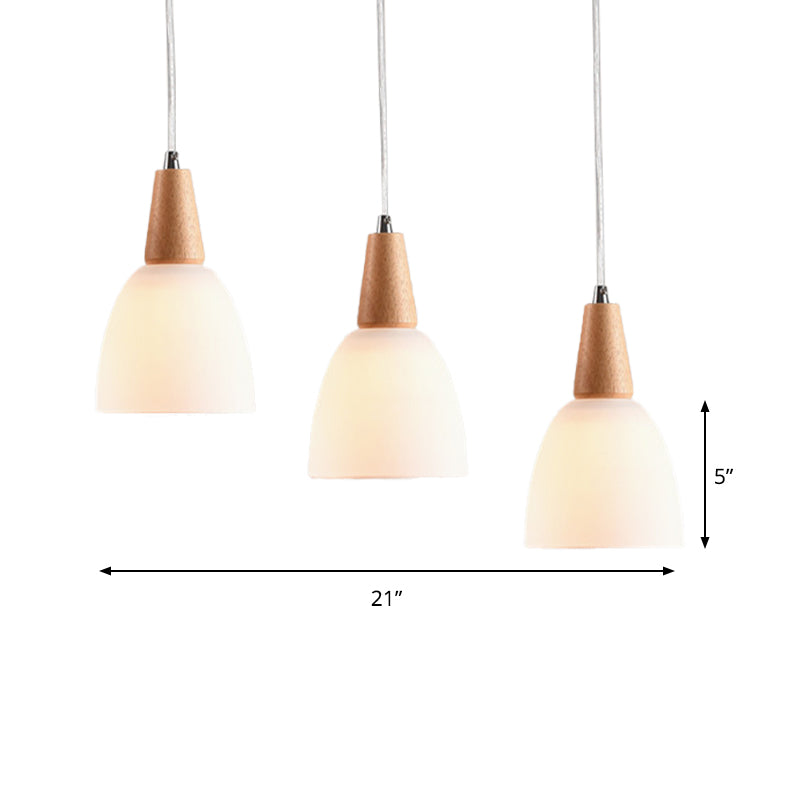 Bowl Drop Pendant Nordic Matte White Glass 1/2/3-Head Beige Hanging Lamp Kit for Dining Room Clearhalo 'Ceiling Lights' 'Pendant Lights' 'Pendants' Lighting' 181975_336acc5d-21d6-4687-a9b3-7261b380181b