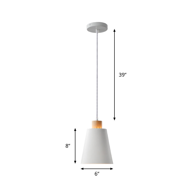 Contemporary Bucket Shade Pendant Lamp Metallic White Finish Hanging Light with Round/Linear Canopy for Hallway Clearhalo 'Ceiling Lights' 'Modern Pendants' 'Modern' 'Pendant Lights' 'Pendants' Lighting' 181995