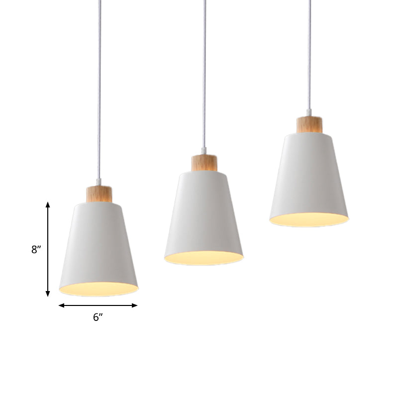 Contemporary Bucket Shade Pendant Lamp Metallic White Finish Hanging Light with Round/Linear Canopy for Hallway Clearhalo 'Ceiling Lights' 'Modern Pendants' 'Modern' 'Pendant Lights' 'Pendants' Lighting' 181999