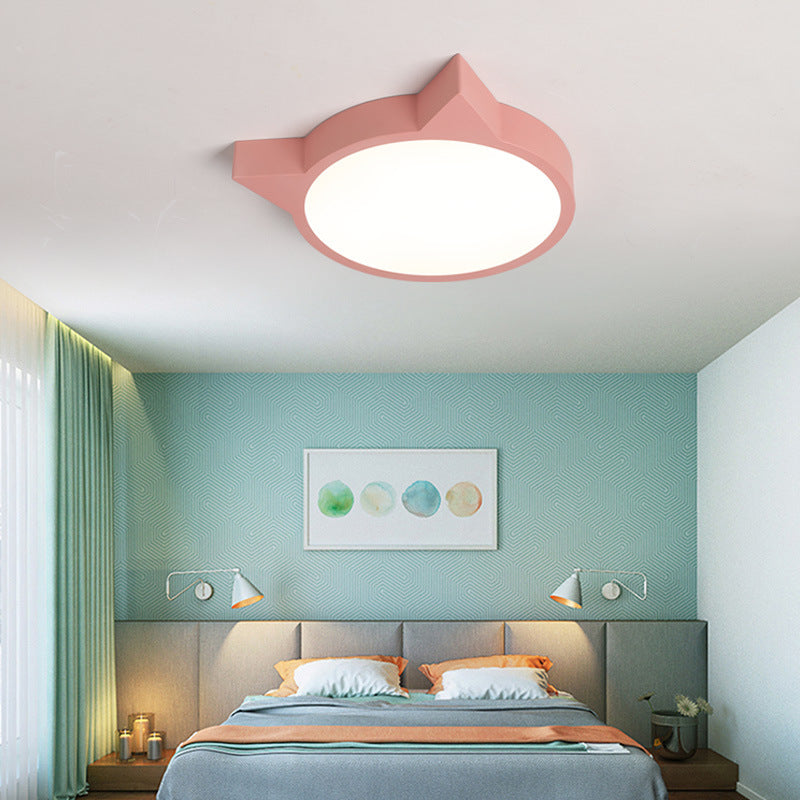 Macaron Stylish Kitten Ceiling Mount Light Acrylic Candy Colored Flush Light for Kid Bedroom Pink 16" Clearhalo 'Ceiling Lights' 'Close To Ceiling Lights' 'Close to ceiling' 'Flush mount' Lighting' 182006