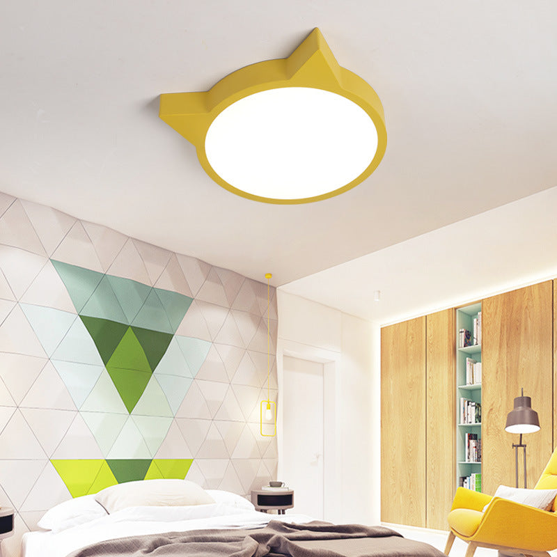 Macaron Stylish Kitten Ceiling Mount Light Acrylic Candy Colored Flush Light for Kid Bedroom Yellow Clearhalo 'Ceiling Lights' 'Close To Ceiling Lights' 'Close to ceiling' 'Flush mount' Lighting' 182008