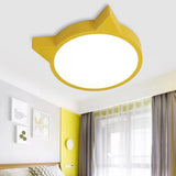 Macaron Stylish Kitten Ceiling Mount Light Acrylic Candy Colored Flush Light for Kid Bedroom Yellow 16" Clearhalo 'Ceiling Lights' 'Close To Ceiling Lights' 'Close to ceiling' 'Flush mount' Lighting' 182009