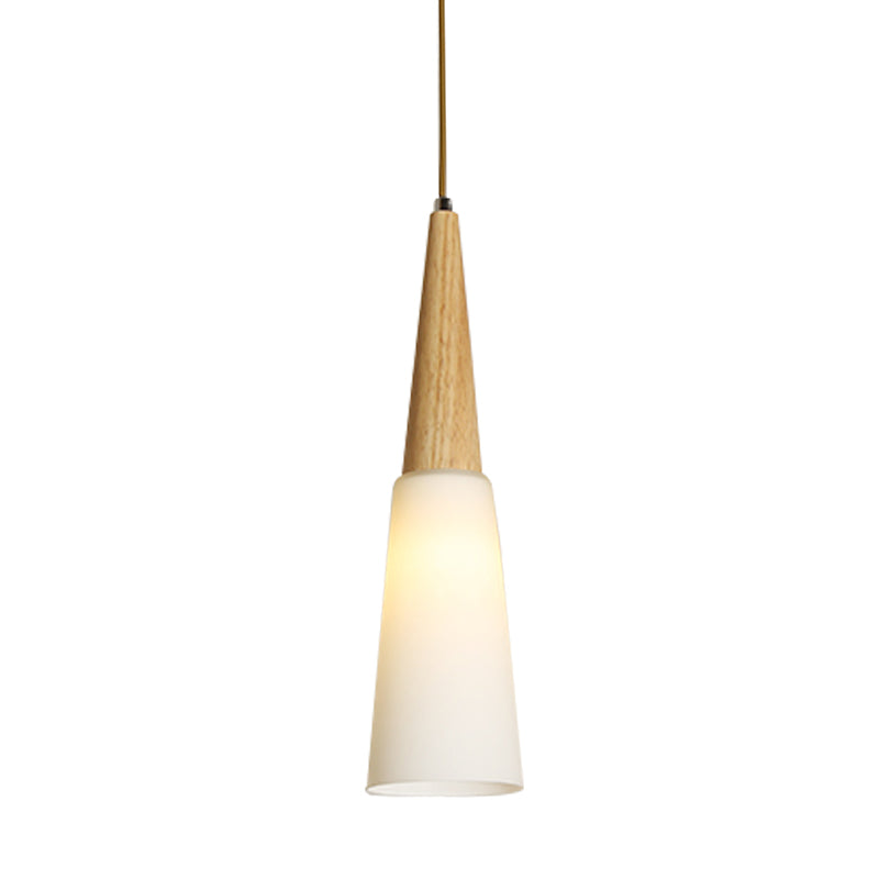 Opal Glass Slim Cone Hanging Light Corridor Simple Style Pendant Lamp in White Clearhalo 'Ceiling Lights' 'Glass shade' 'Glass' 'Modern Pendants' 'Modern' 'Pendant Lights' 'Pendants' Lighting' 182034