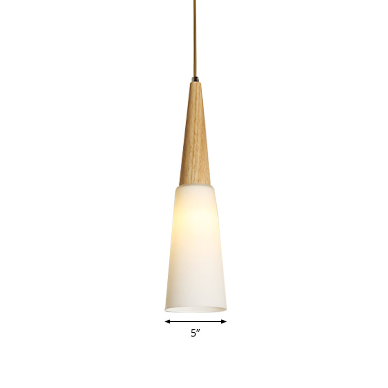 Opal Glass Slim Cone Hanging Light Corridor Simple Style Pendant Lamp in White Clearhalo 'Ceiling Lights' 'Glass shade' 'Glass' 'Modern Pendants' 'Modern' 'Pendant Lights' 'Pendants' Lighting' 182035