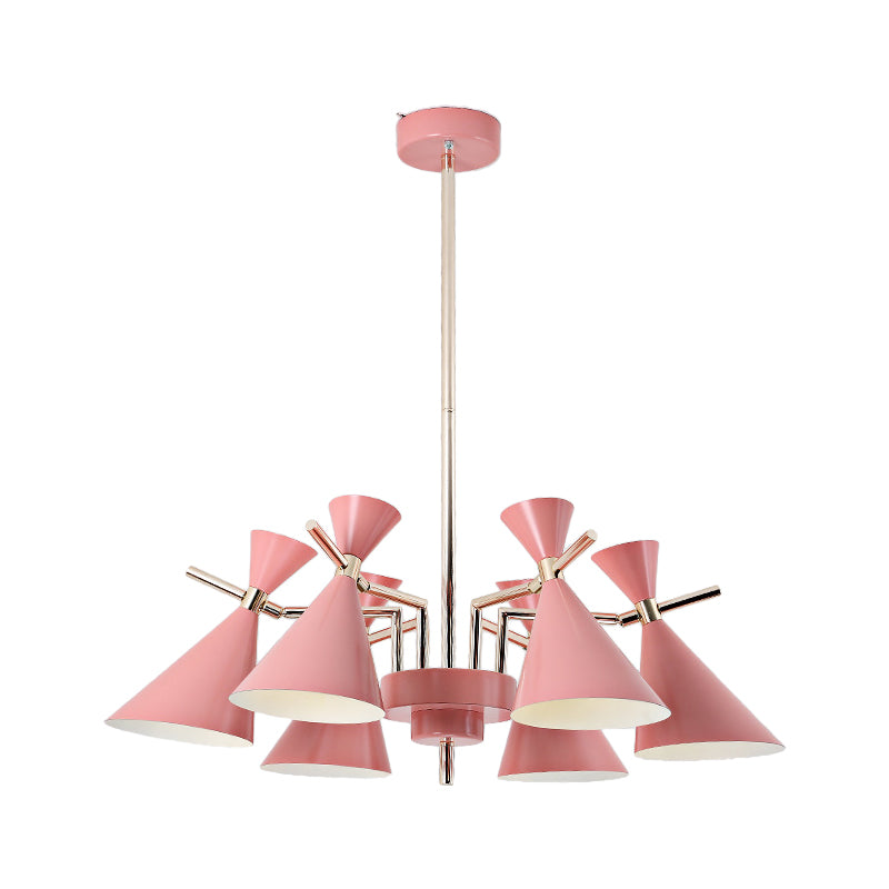 Metal Horn Shape Chandelier Six Lights Nordic Style Pendant Lamp for Girls Bedroom Clearhalo 'Ceiling Lights' 'Chandeliers' Lighting' options 182061