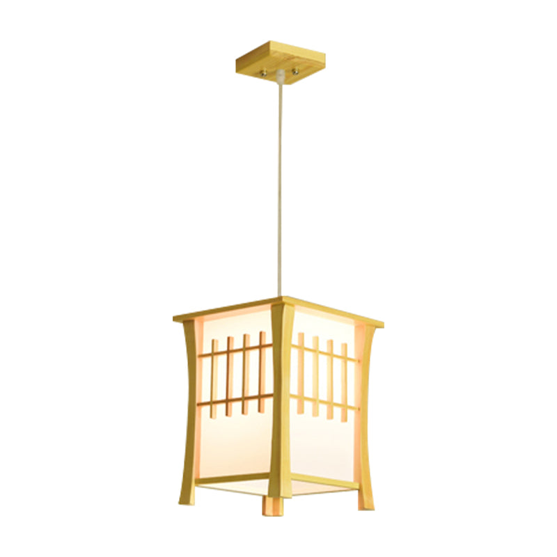 Tea Station Lodge Ceiling Pendant Wood and Paper 1 Light Japanese Style Beige Hanging Light Clearhalo 'Ceiling Lights' 'Pendant Lights' 'Pendants' Lighting' 182064