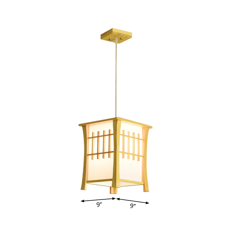 Tea Station Lodge Ceiling Pendant Wood and Paper 1 Light Japanese Style Beige Hanging Light Clearhalo 'Ceiling Lights' 'Pendant Lights' 'Pendants' Lighting' 182065