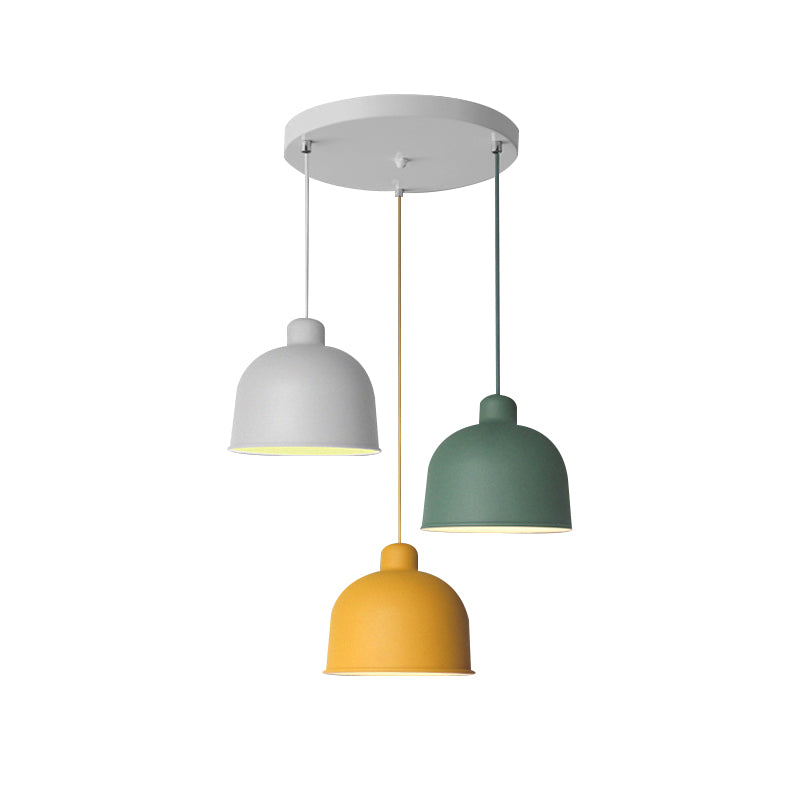 Metal Bowl Shape Pendant Light Dining Room 1 Head Macaron Style Hanging Lamp Clearhalo 'Ceiling Lights' 'Pendant Lights' 'Pendants' Lighting' 182161