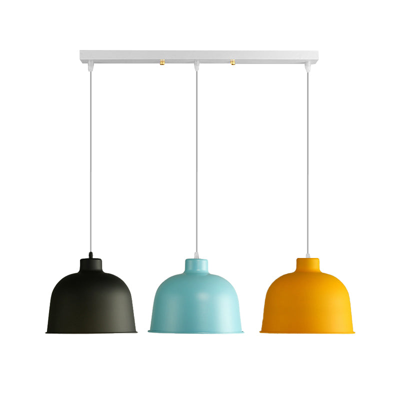 Metal Bowl Shape Pendant Light Dining Room 1 Head Macaron Style Hanging Lamp Clearhalo 'Ceiling Lights' 'Pendant Lights' 'Pendants' Lighting' 182164