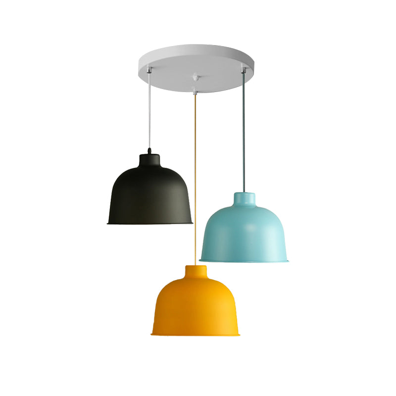 Metal Bowl Shape Pendant Light Dining Room 1 Head Macaron Style Hanging Lamp Clearhalo 'Ceiling Lights' 'Pendant Lights' 'Pendants' Lighting' 182167