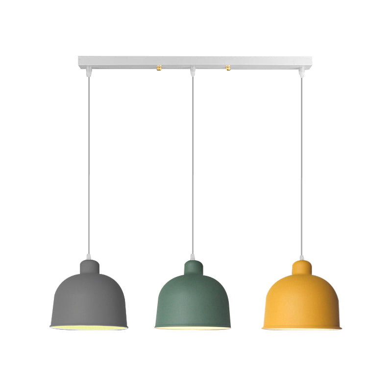 Metal Bowl Shape Pendant Light Dining Room 1 Head Macaron Style Hanging Lamp Clearhalo 'Ceiling Lights' 'Pendant Lights' 'Pendants' Lighting' 182170