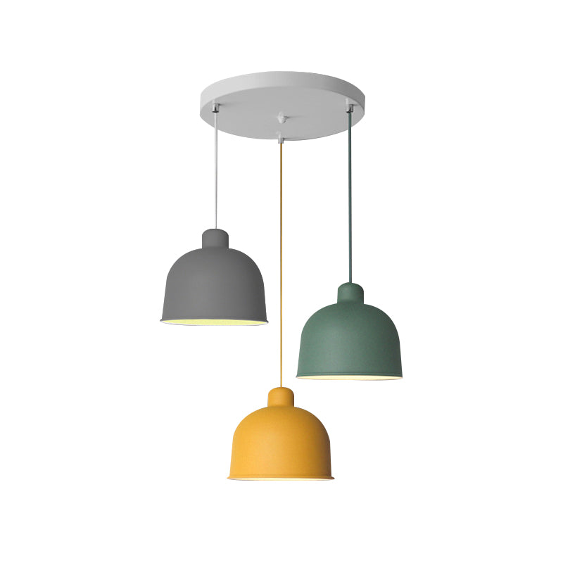 Metal Bowl Shape Pendant Light Dining Room 1 Head Macaron Style Hanging Lamp Clearhalo 'Ceiling Lights' 'Pendant Lights' 'Pendants' Lighting' 182173