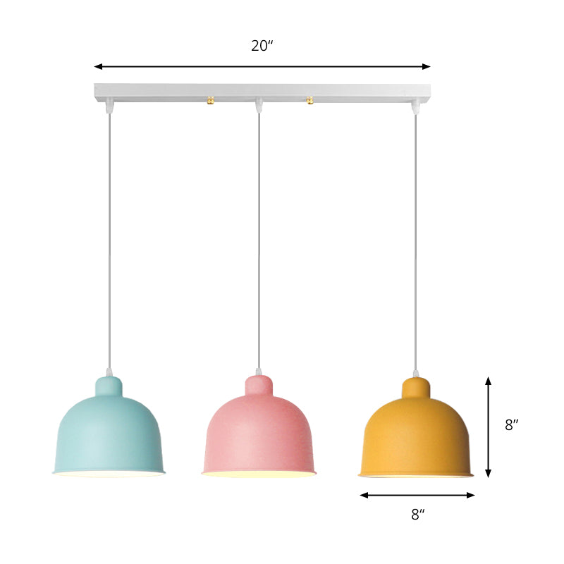 Metal Bowl Shape Pendant Light Dining Room 1 Head Macaron Style Hanging Lamp Clearhalo 'Ceiling Lights' 'Pendant Lights' 'Pendants' Lighting' 182178