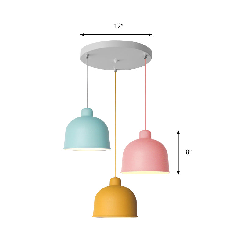 Metal Bowl Shape Pendant Light Dining Room 1 Head Macaron Style Hanging Lamp Clearhalo 'Ceiling Lights' 'Pendant Lights' 'Pendants' Lighting' 182182