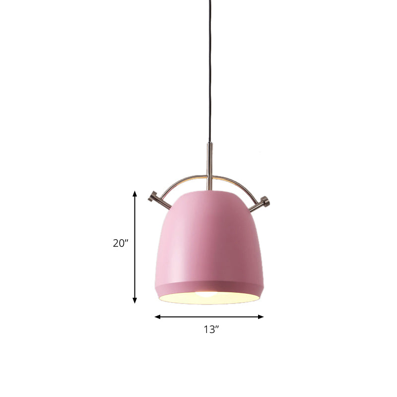 Metal Curved Shade Pendant Lamp Restaurant Cafe 1 Head Macaron Style Ceiling Lamp Clearhalo 'Ceiling Lights' 'Pendant Lights' 'Pendants' Lighting' 182192