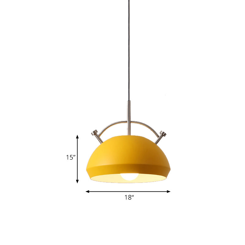 Metal Curved Shade Pendant Lamp Restaurant Cafe 1 Head Macaron Style Ceiling Lamp Clearhalo 'Ceiling Lights' 'Pendant Lights' 'Pendants' Lighting' 182194